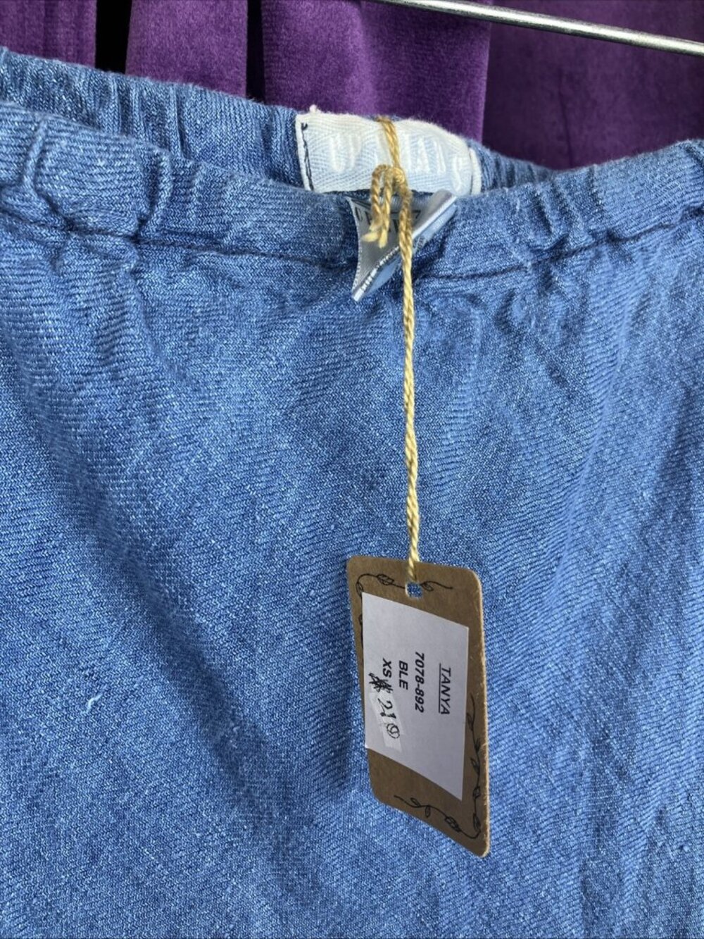 $210 NWT Xs CP Shades Linen Tanya Bias Cut Linen Blue Skirt - Picture 2 of 5